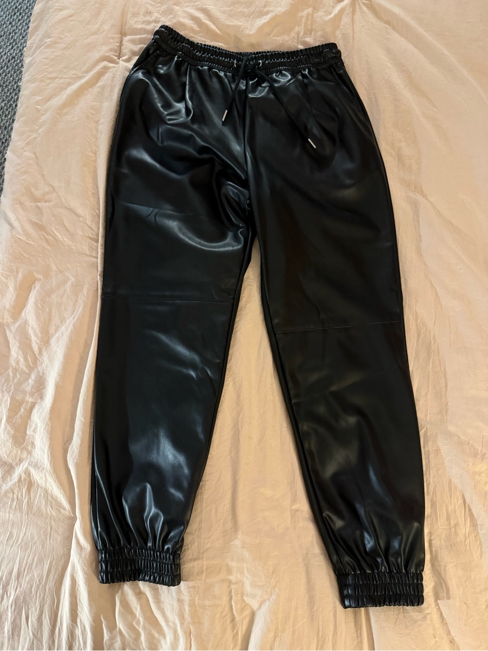 Zara Black Faux Leather Joggers